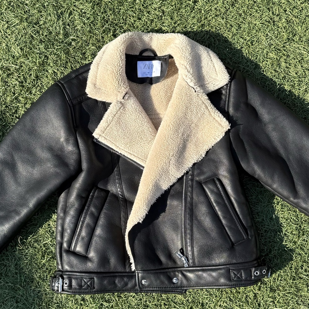 ✨Zara Kids Faux Leather Shearling Moto Jacket